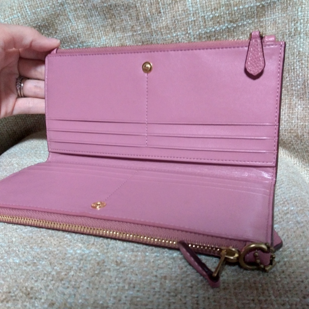 Coach Leather Large Double Zipper Clutch Wallet - Picture 4 of 8